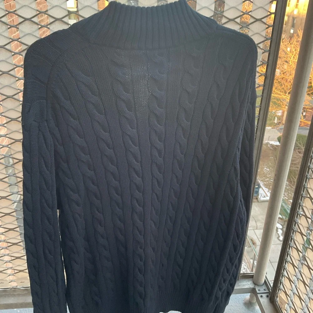 Polo Ralph Lauren Cable-knit Cotton Quarter Zip Sweater- Navy - Picture 7 of 8